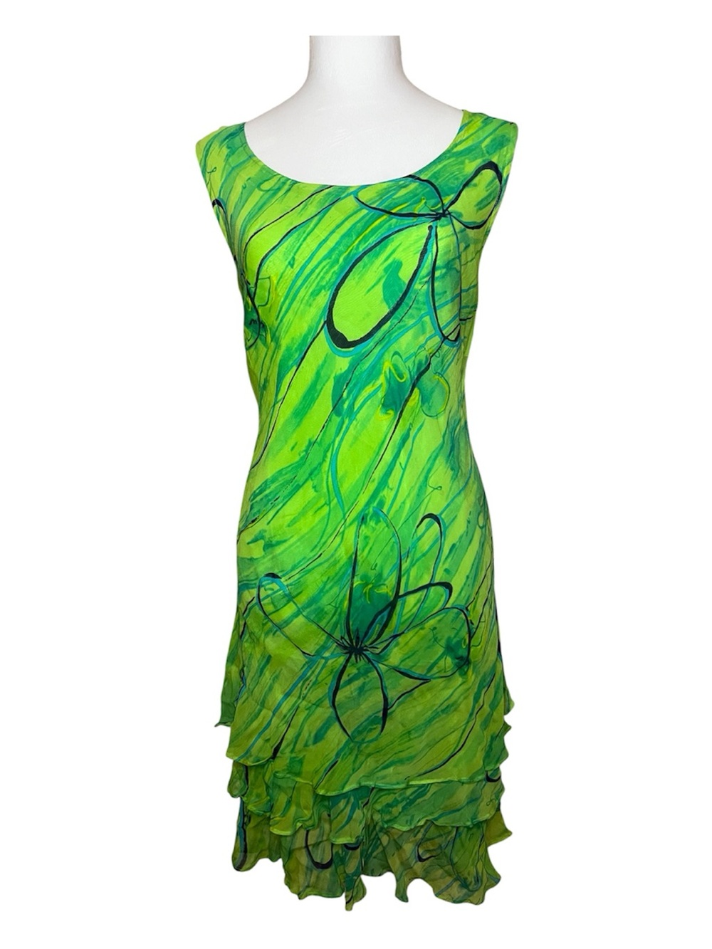 y2k Floral Ruffle Hem Midi Dress Size XL